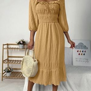 Brand New Shein khaki/brown flounce dress